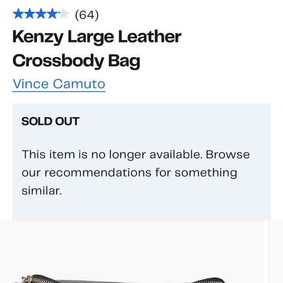 EUC Black Vince Camuto Kenzy Leather Crossbody Bag w/dust bag & card - Picture 5 of 16